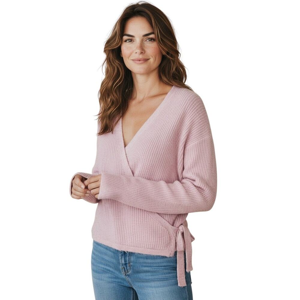 Old Navy Faux Wrap Knit Sweater, Pink, Size XL